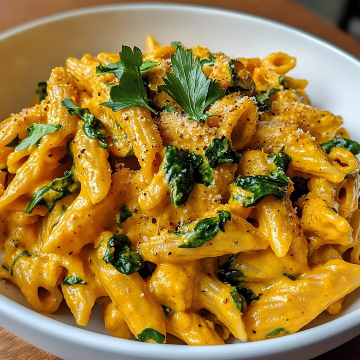 Veganer Kürbis-Pasta mit cremiger Kokosnuss-Sauce