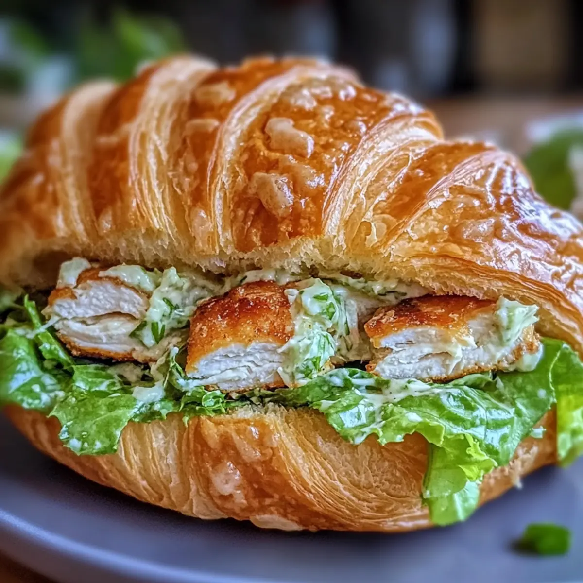 Hähnchen Caesar Croissant Sandwich ganz einfach machen