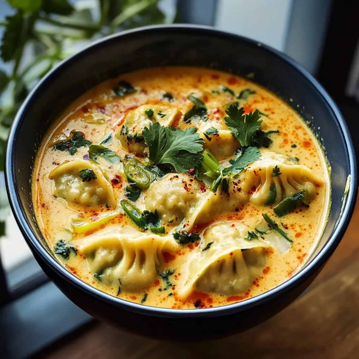 Kokosnuss-Curry-Suppe mit Klößen für warme Abende