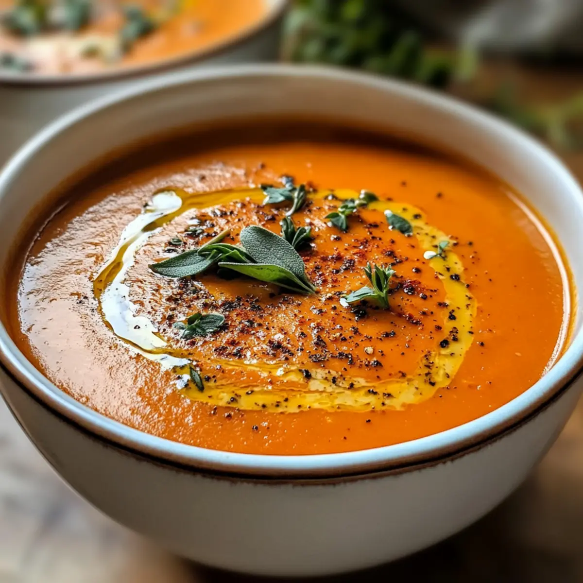 Cremige geröstete Paprika Gouda Suppe für Gemütlichkeit