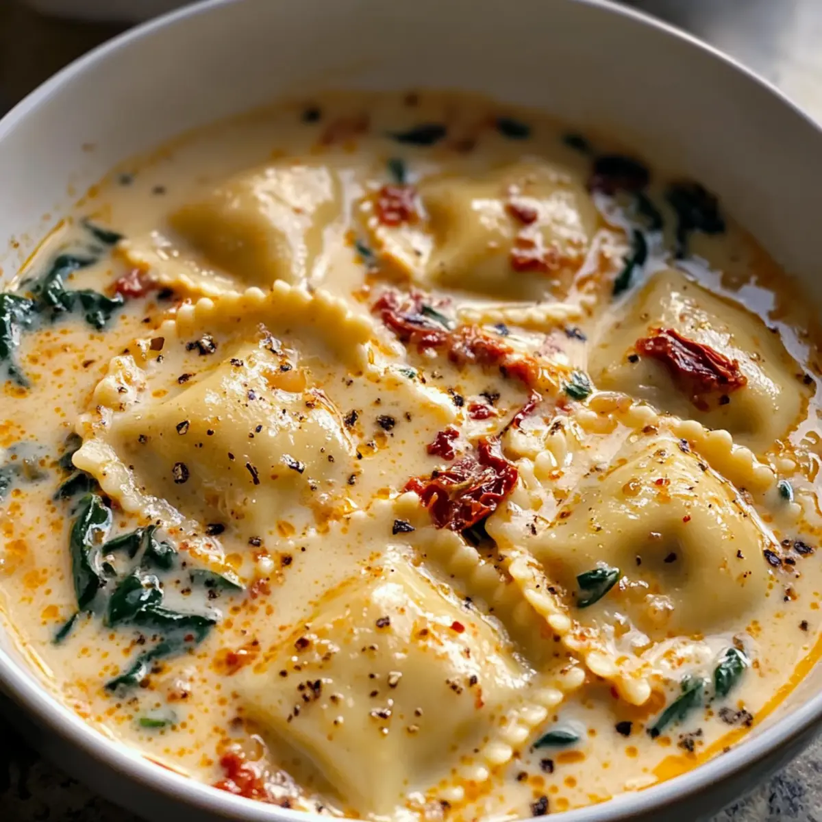 Cremige Toskanische Ravioli-Suppe für kalte Tage