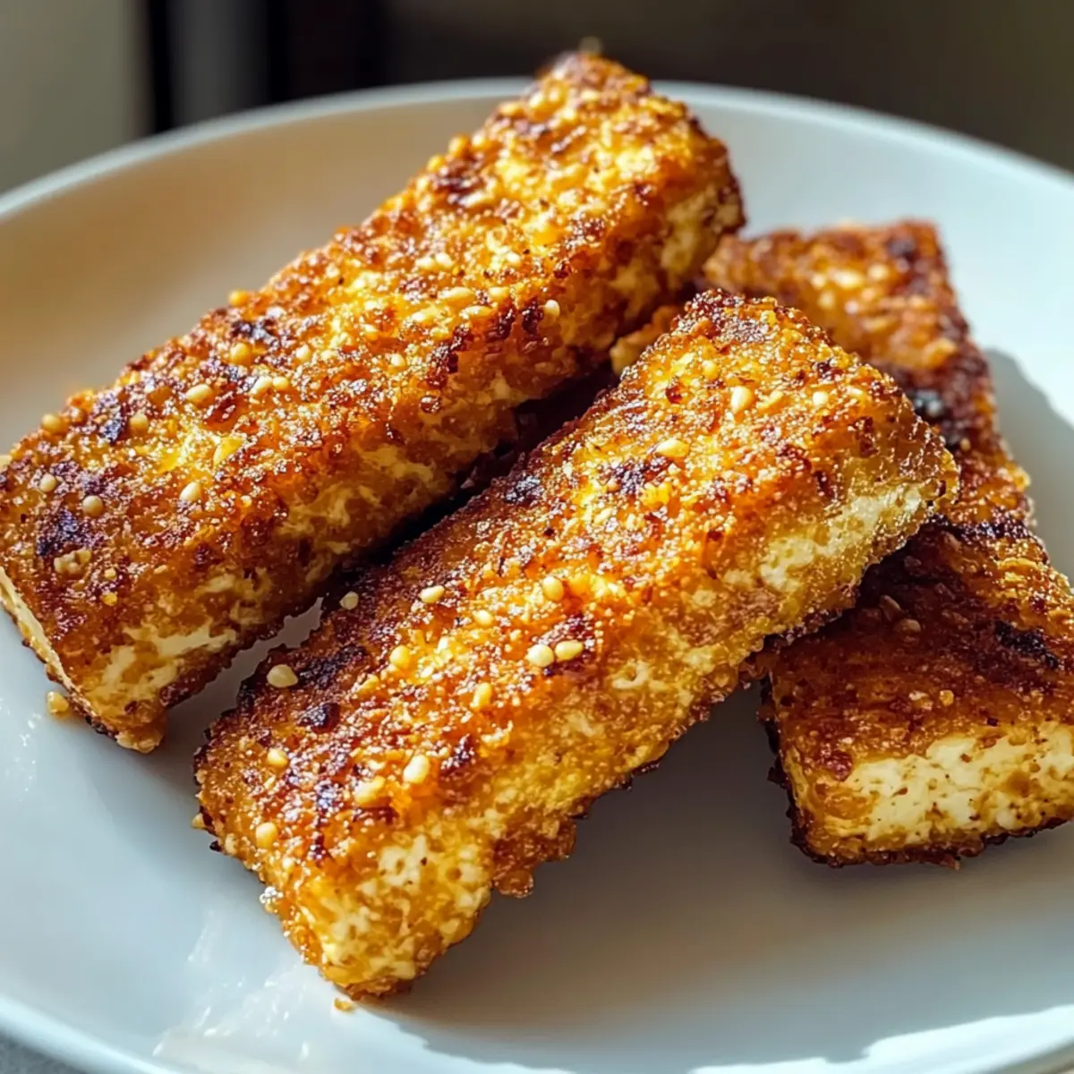 Krosse gebackene Honig-Senf-Tofu-Streifen