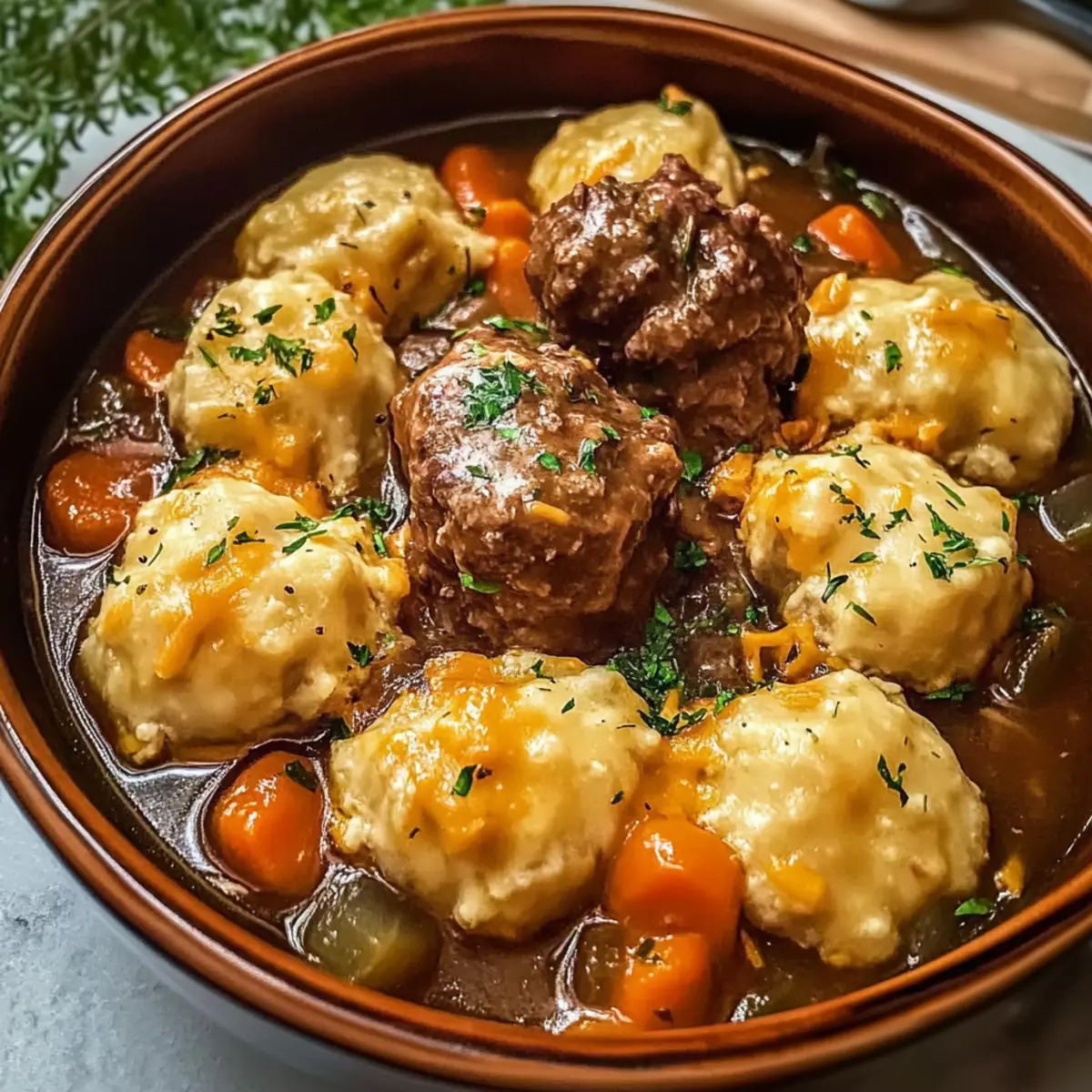 Irisches Eintopfgericht mit Cheddar-Dumplings genießen