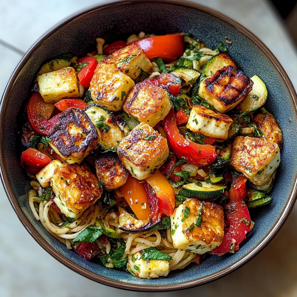 Kritharaki-Salat mit Halloumi-Croutons für jeden Tag