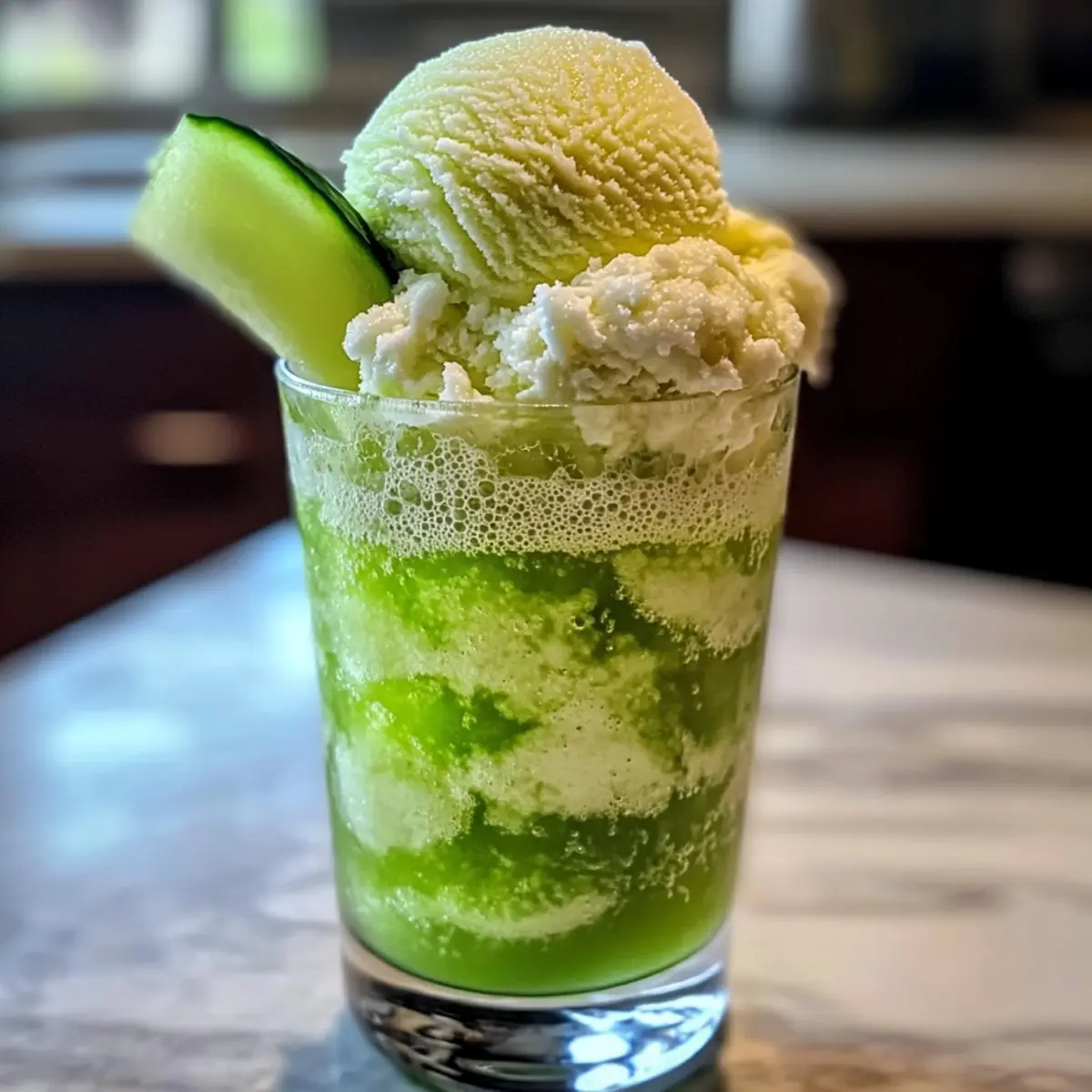 Erfrischender Melonencreme-Soda-Float für heiße Tage