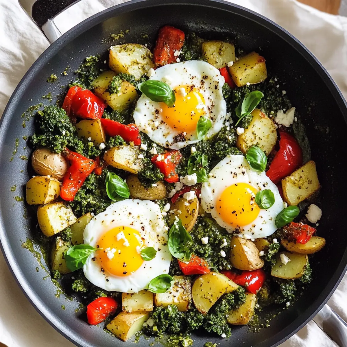 Pesto Eier & Kartoffel Pfanne für schnelles Kochen