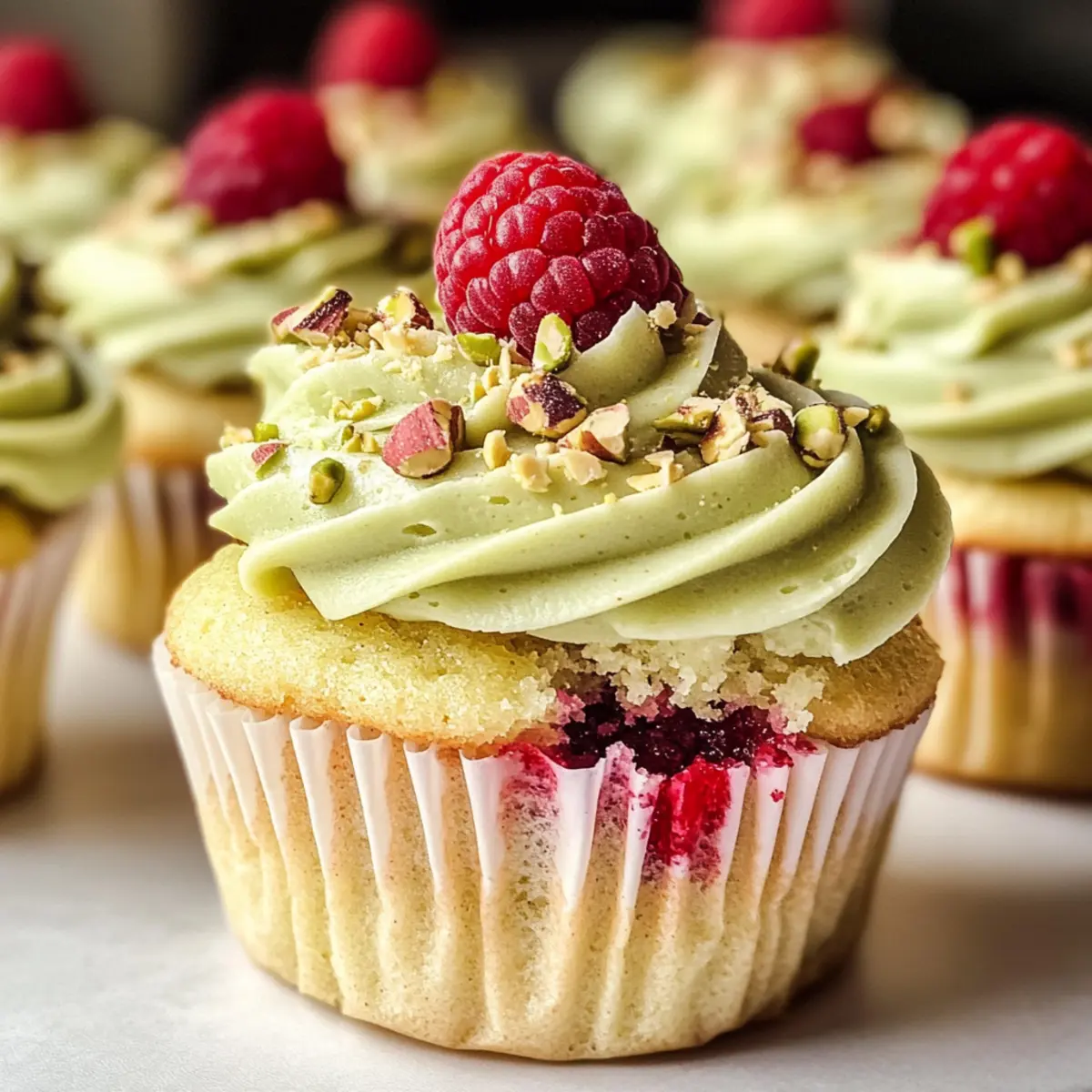 Saftige Pistaziencupcakes mit Himbeerfüllung