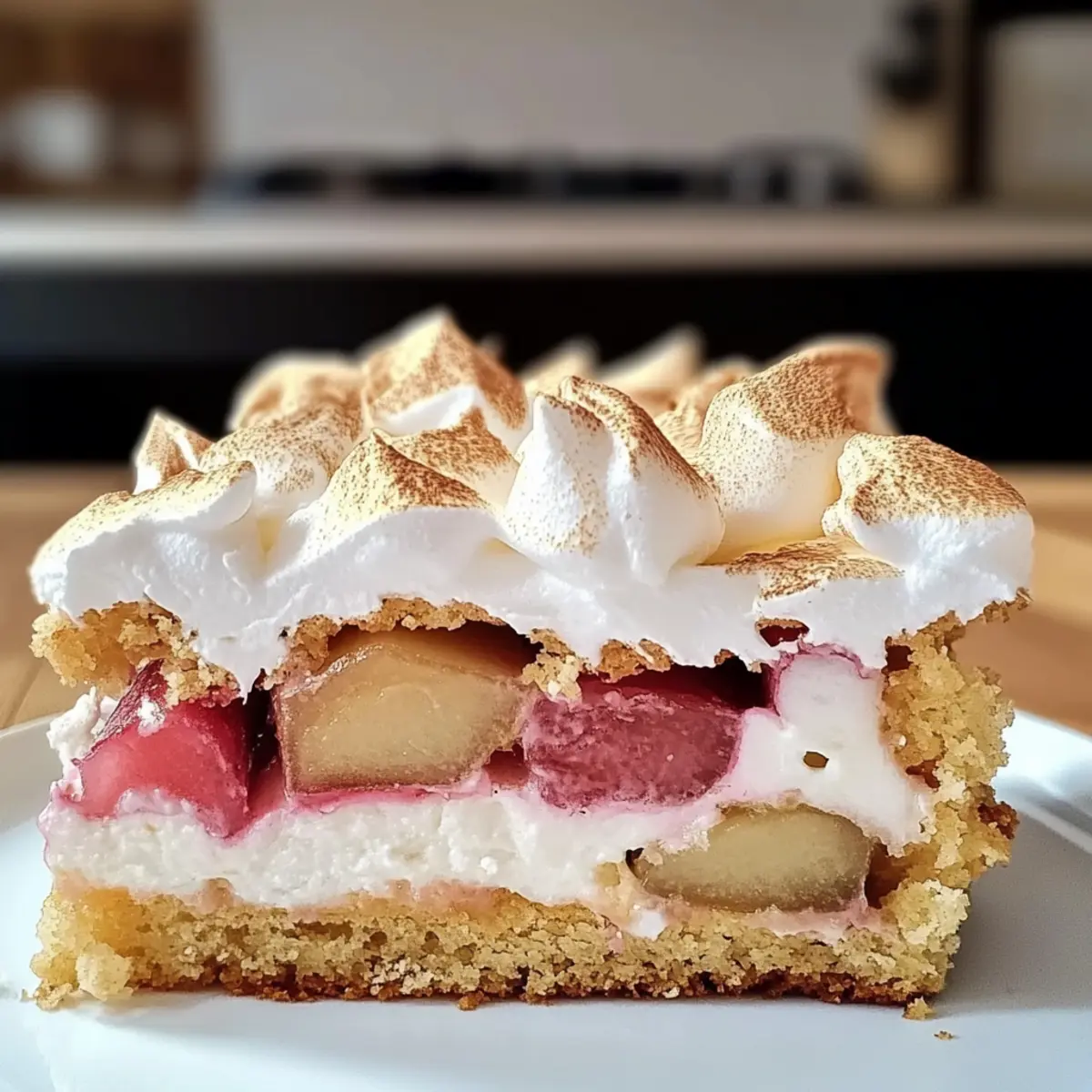Saftiger Rhabarberkuchen mit Baiser genießen