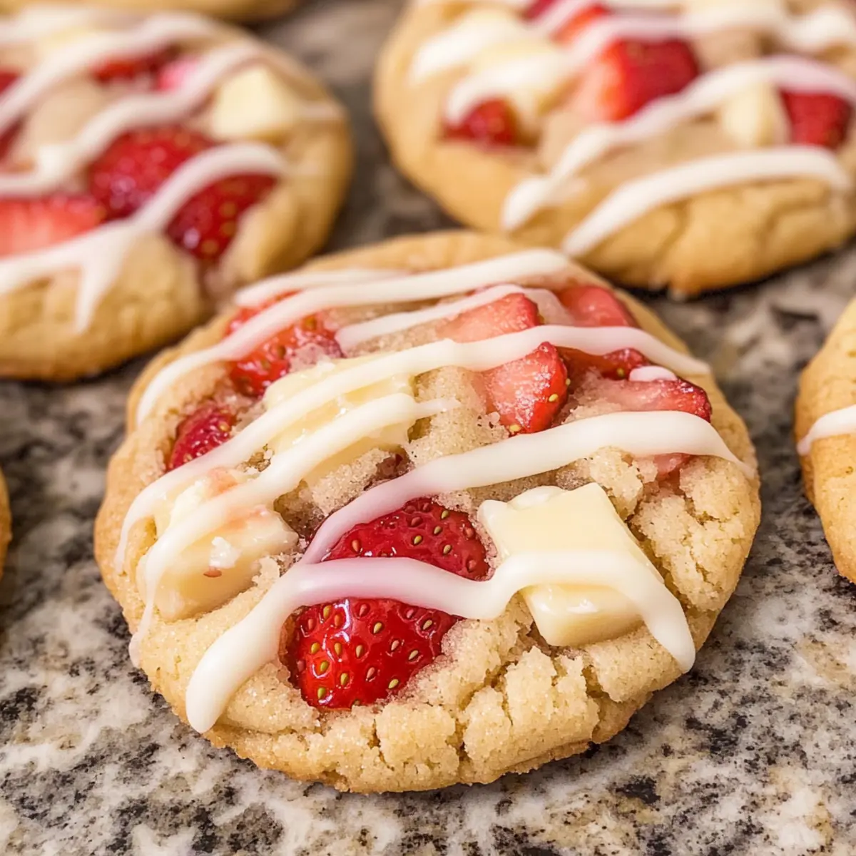 Erdbeerkuchen Kekse mit weißer Schokolade