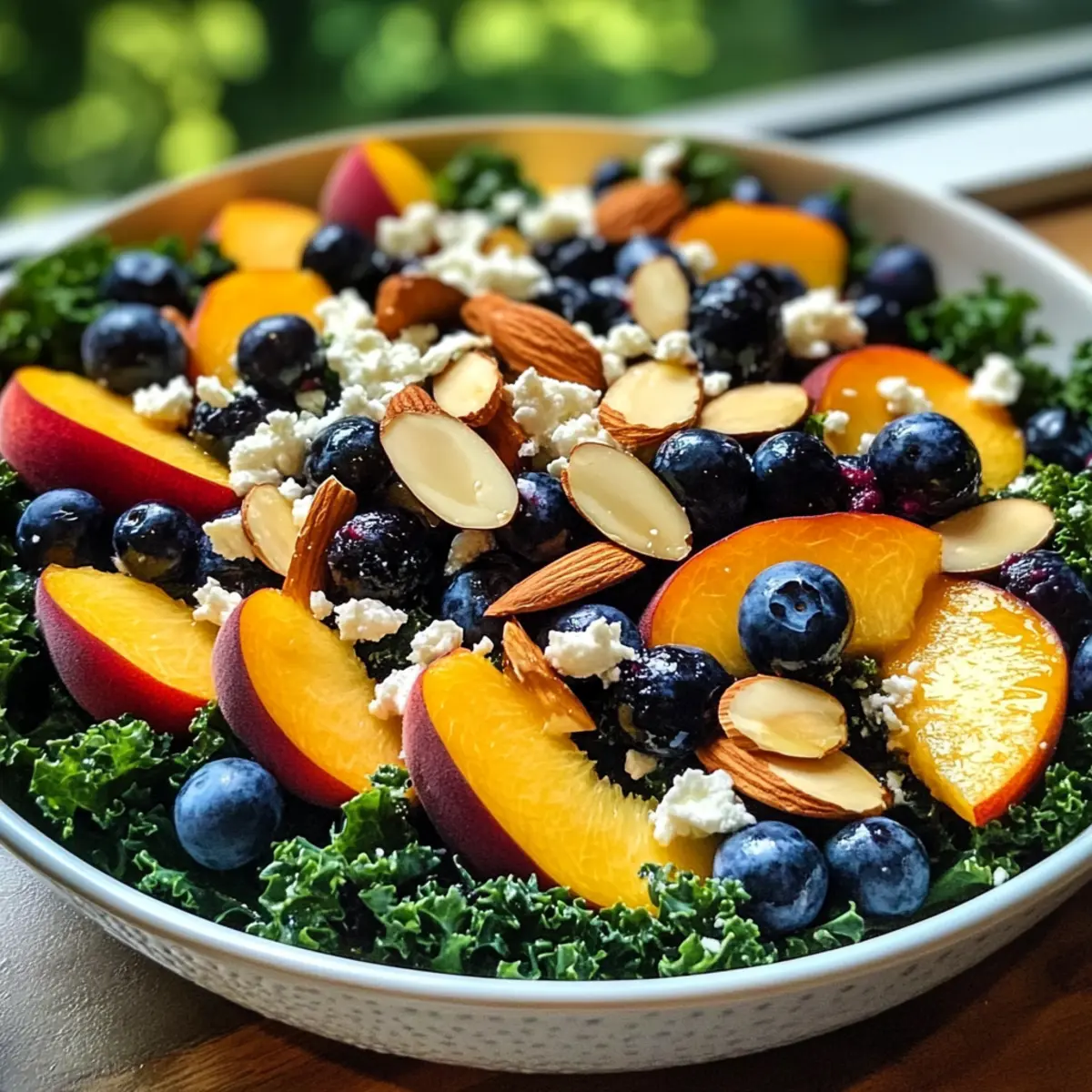 Sommerpfirsich- und Heidelbeer-Kale-Salat genießen