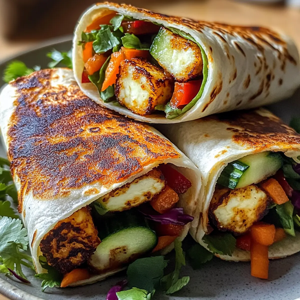 Vegetarische Süßchili-Halloumi-Wraps für Genussmomente