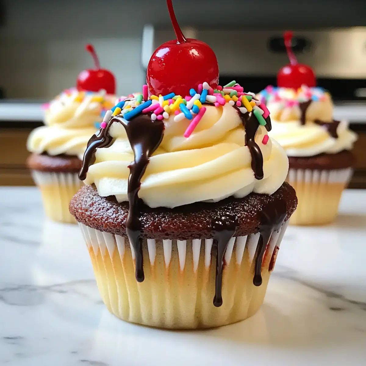 Bananen-Spalten-Cupcakes für den perfekten Süßigkeitskick