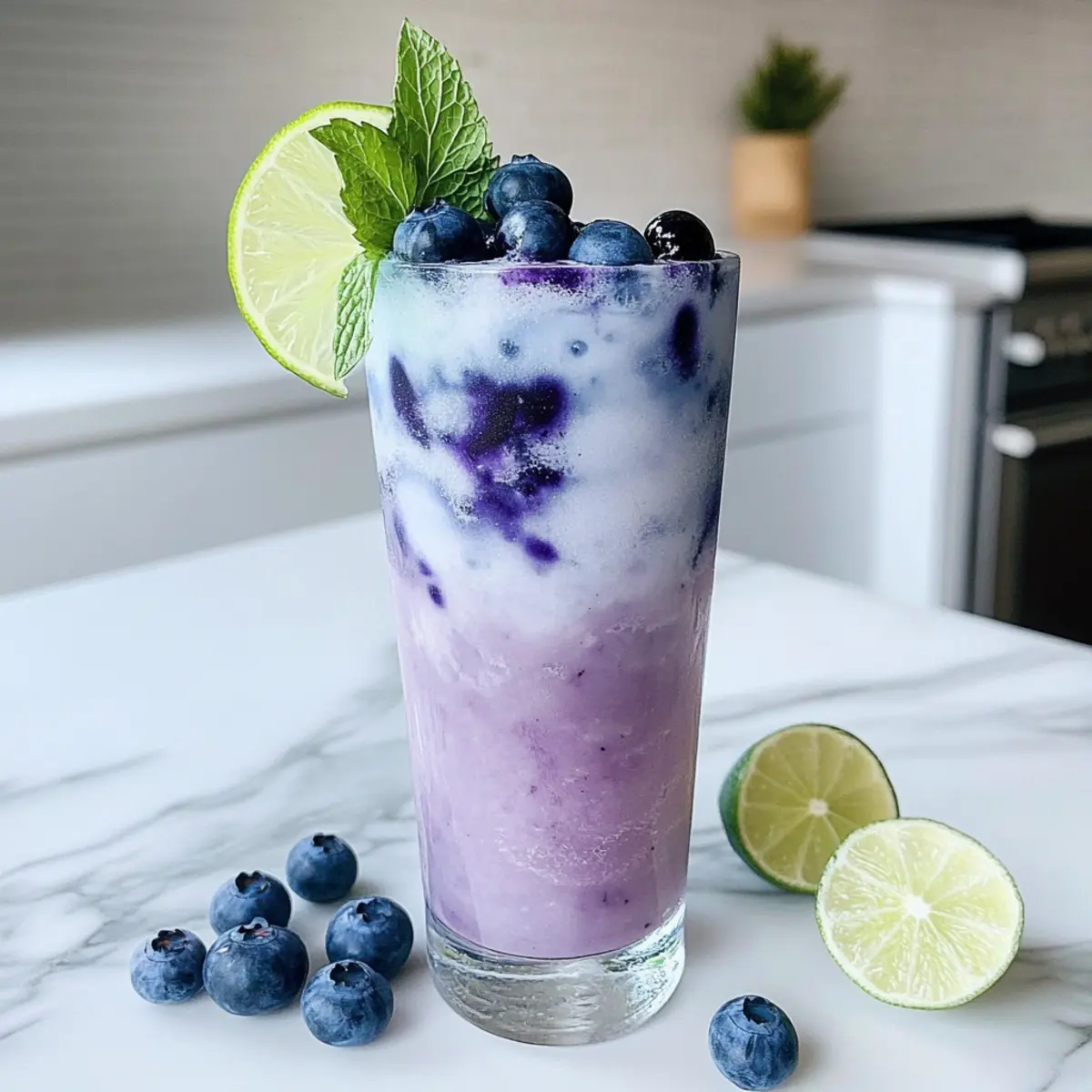 Blaubeer-Kokosnuss-Cooler-Mocktail für heiße Tage