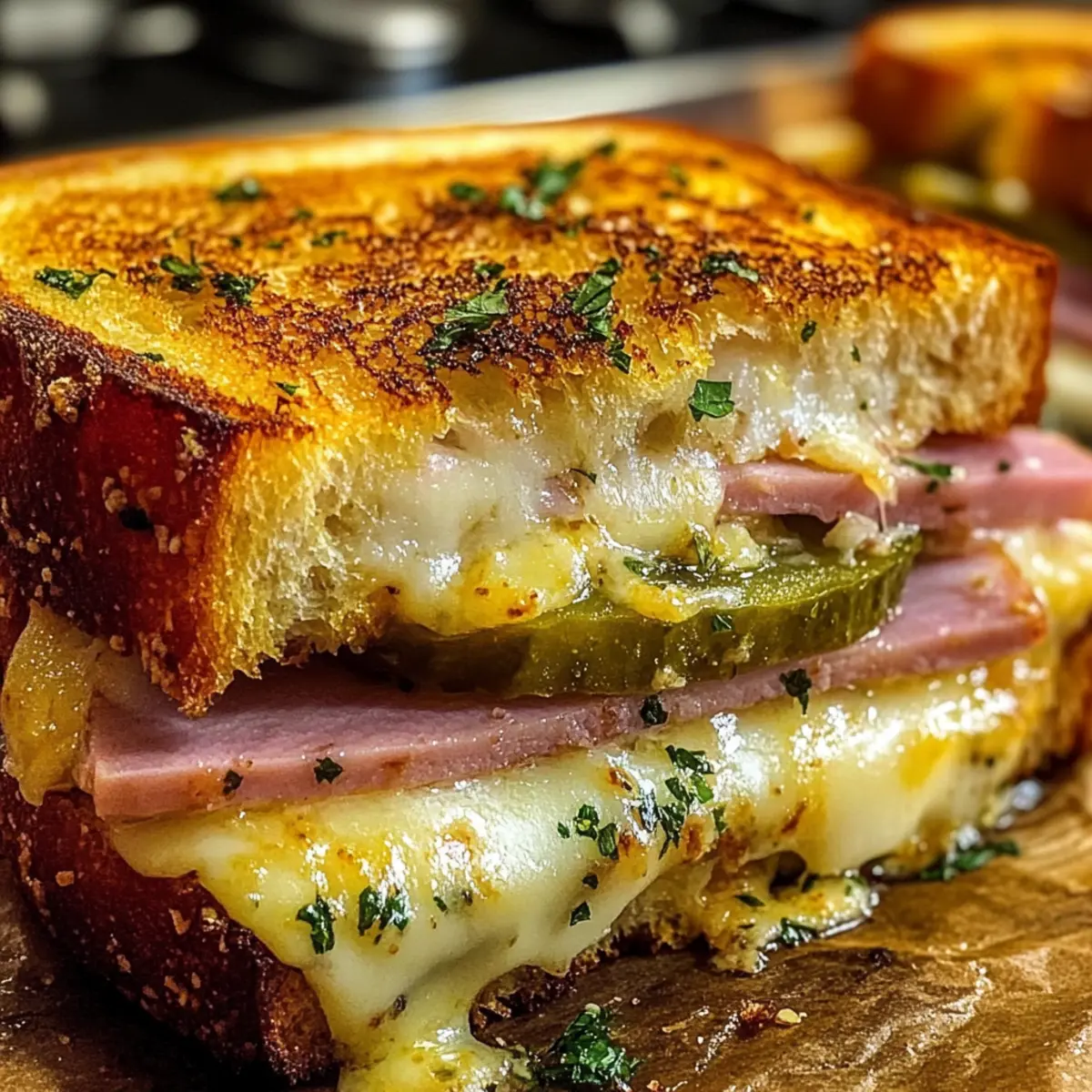 Kraftvolle Buttrige Kubanische Knoblauchbrot-Sandwiches