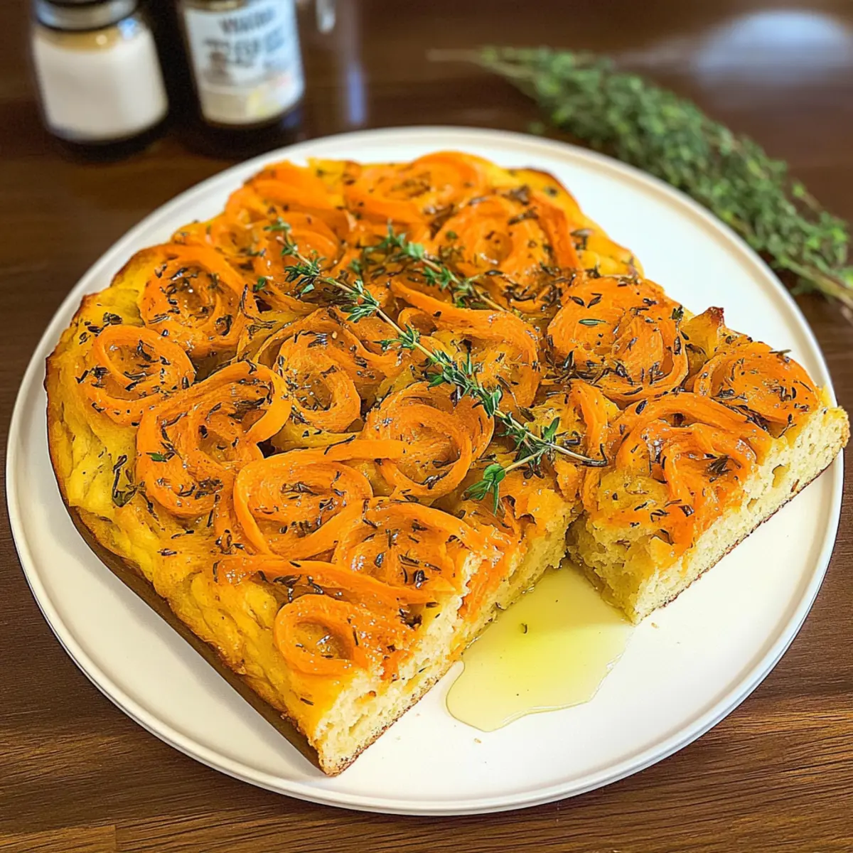 Karottenfocaccia mit Honig und Thymian leicht gemacht