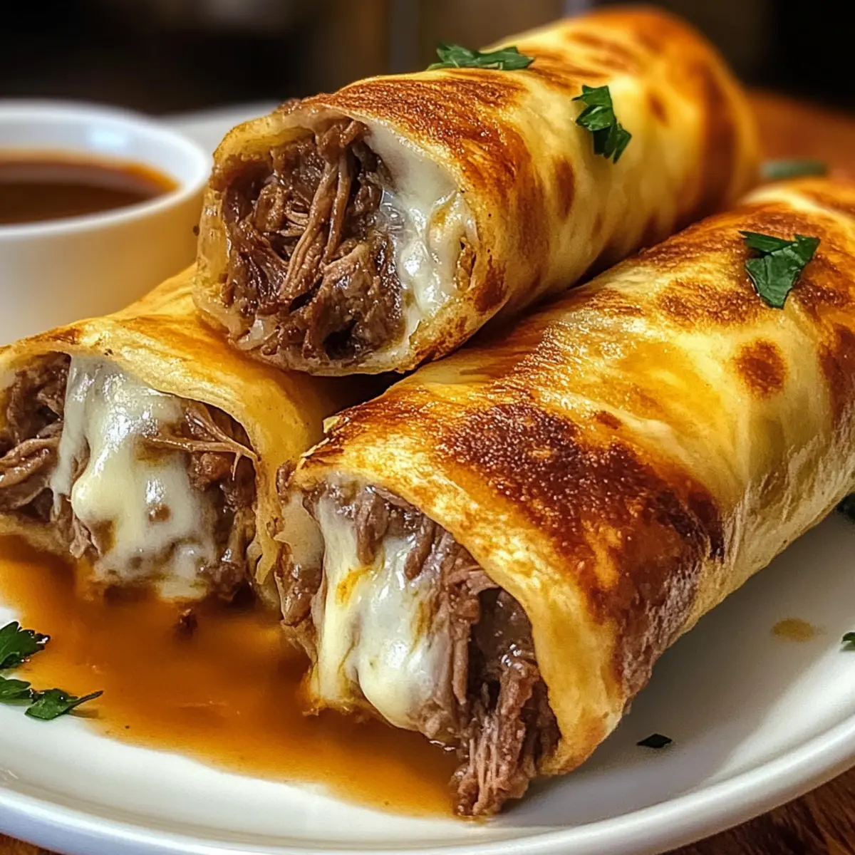 Käse Französische Dip Tortilla Roll-Ups Rezept