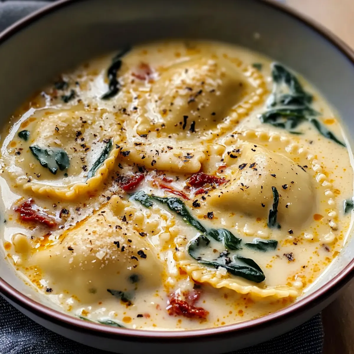 Cremige Toskanische Ravioli-Suppe für Seele & Magen