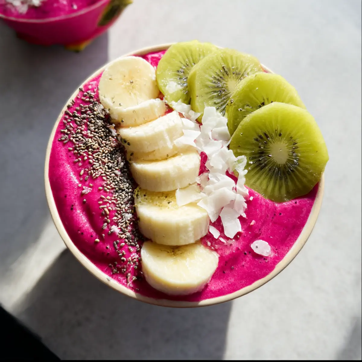 Drachenfrucht Smoothie Schüssel für jeden Morgen