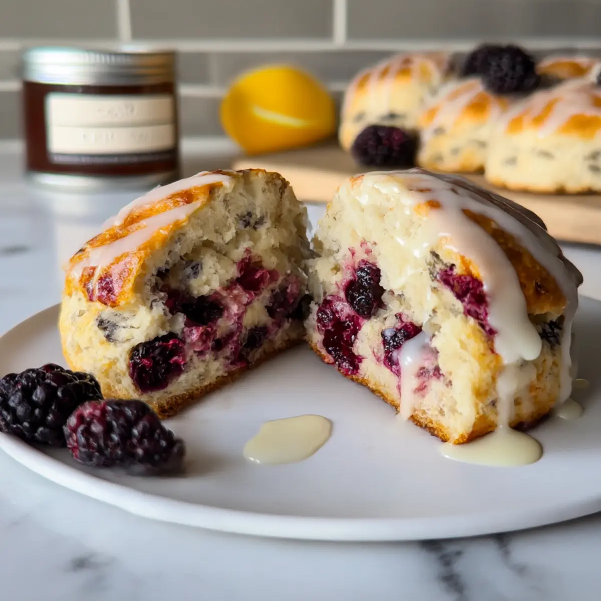 Earl Grey Brombeer Scones mit Zitronenglasur genießen