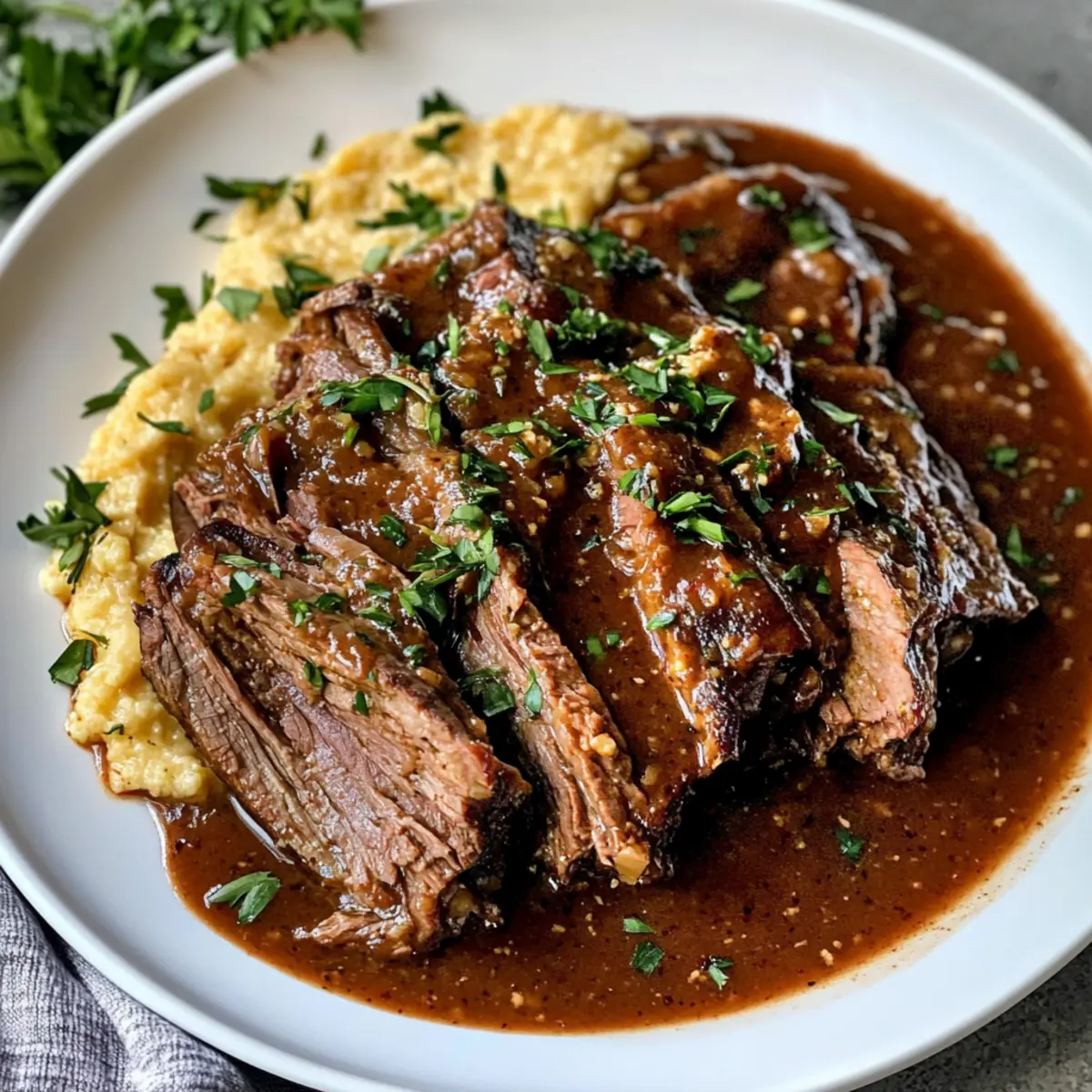 Italienischer Rinderbraten mit cremiger Polenta