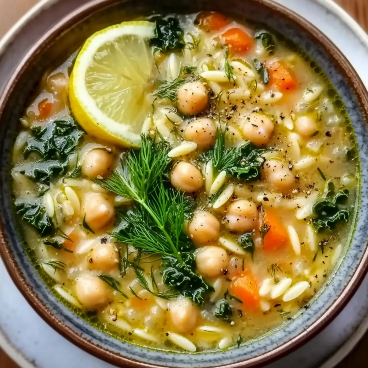 Zitronige griechische Kichererbsensuppe Rezept lecker