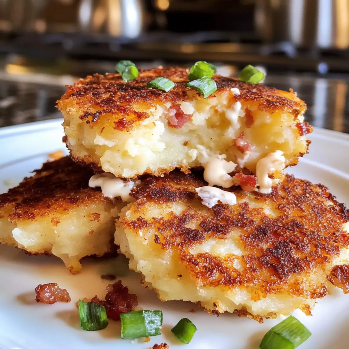 Beladene Kartoffelpuffer mit Bacon und Käse