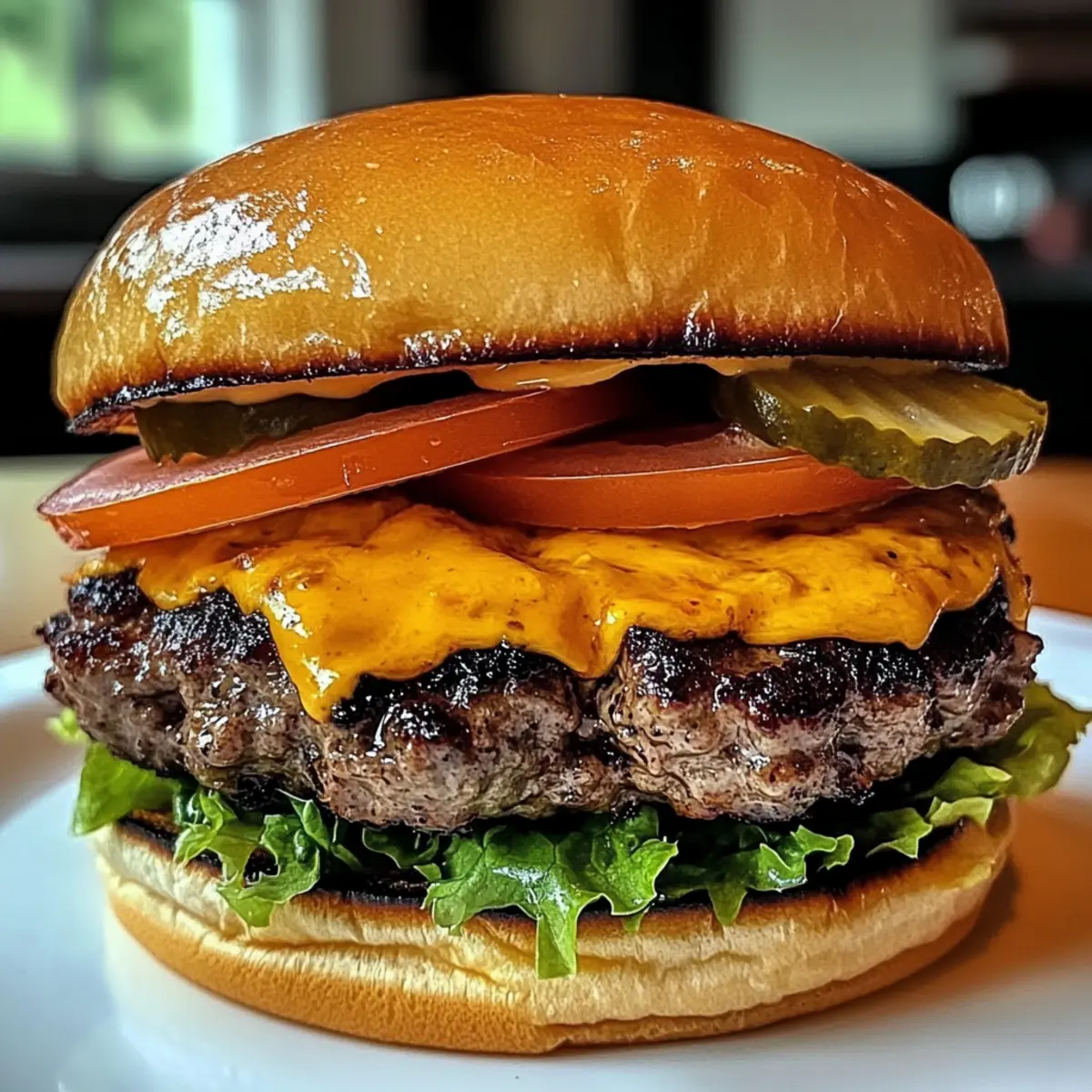Mundwässernde geräucherte Cajun-Käse-Burger selbstgemacht