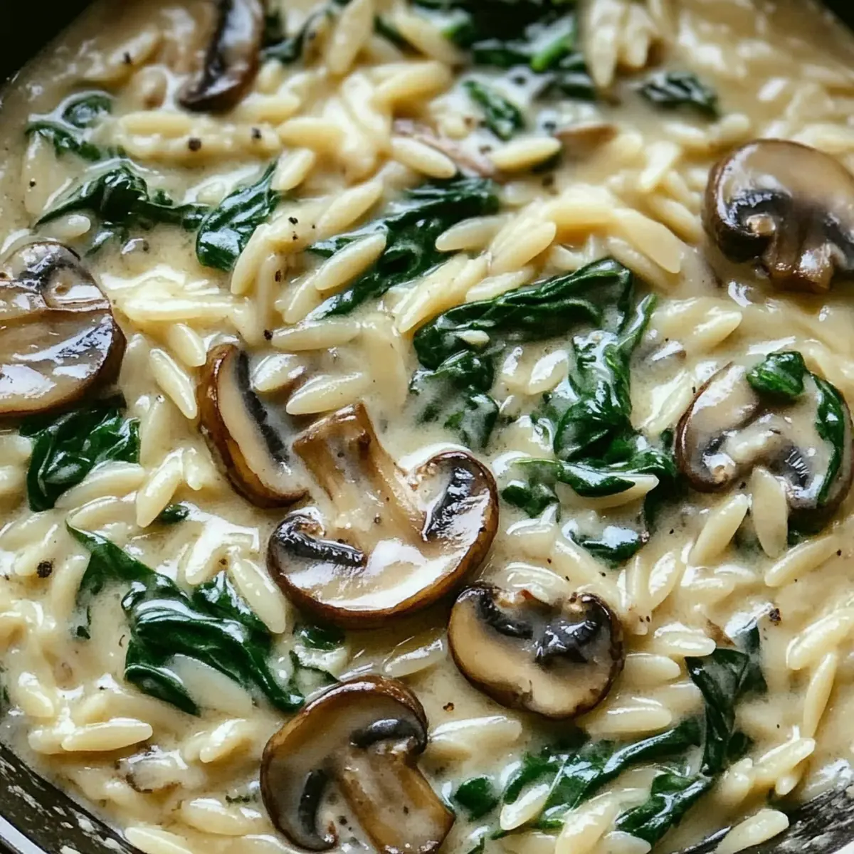 Pilz und Spinat Orzo für kreative Genießer