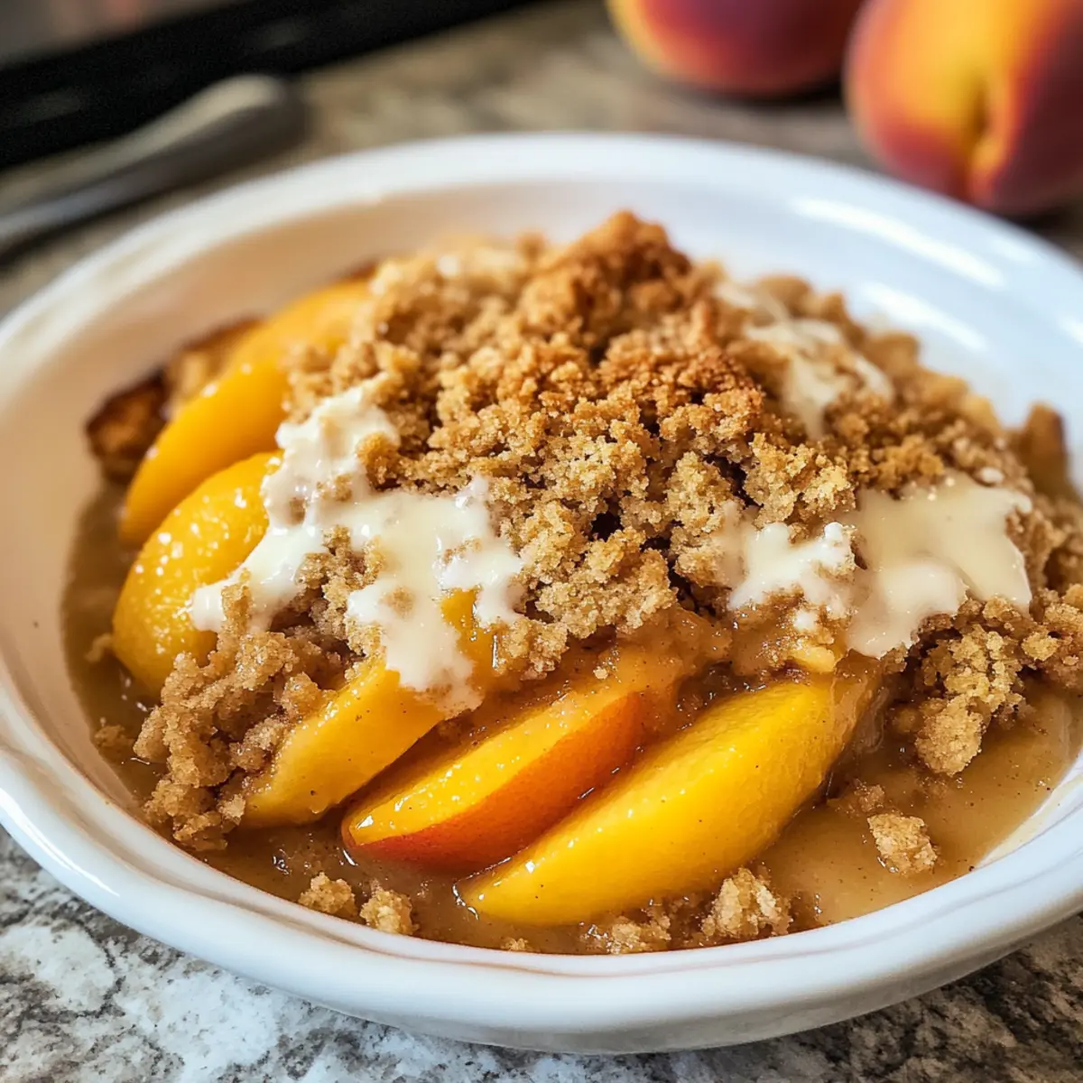 Pfirsich-Crisp mit knusprigem Butter-Topping
