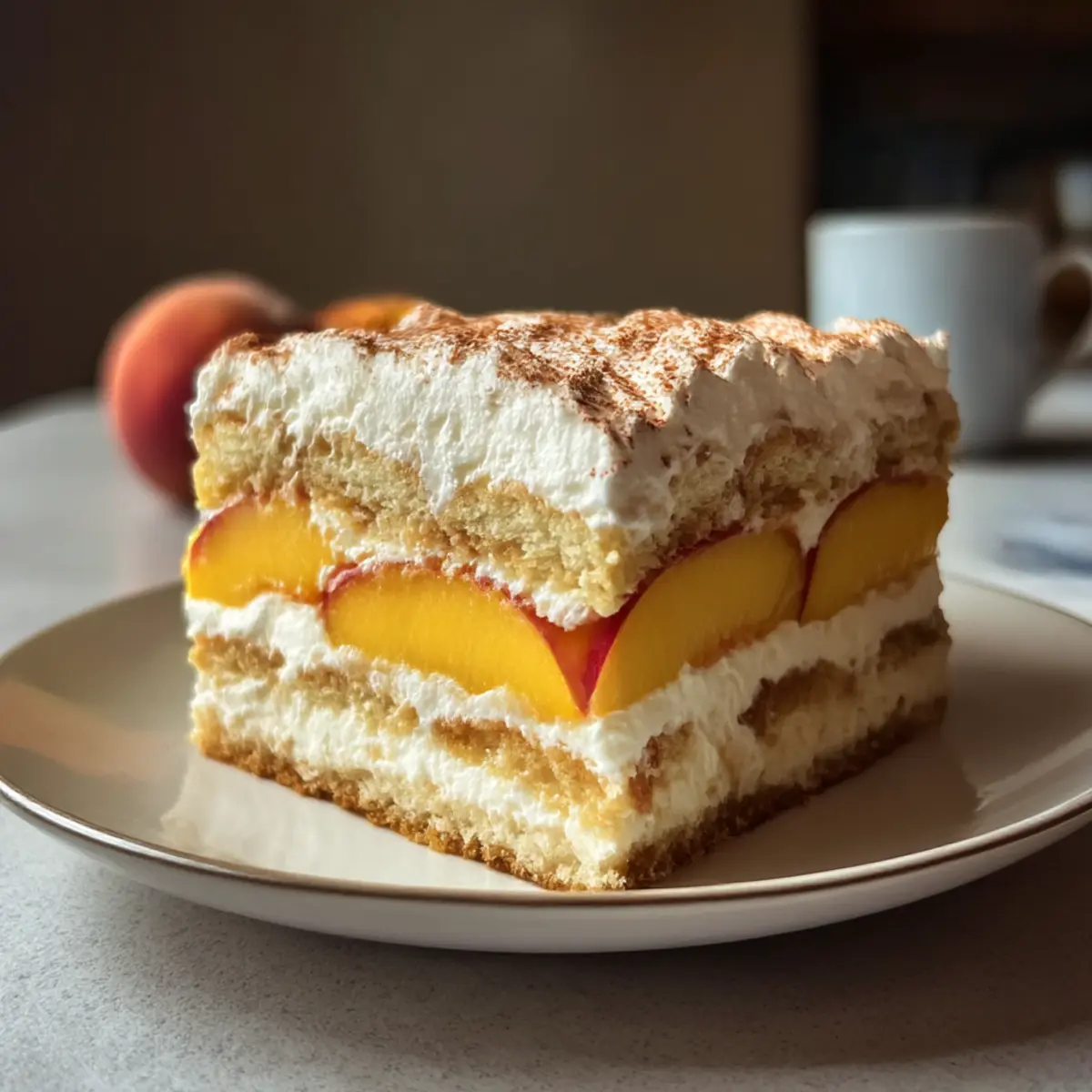 Pfirsich- und Sahne-Sommer-Tiramisu Rezept für heiße Tage