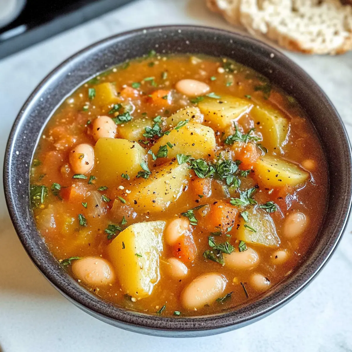 Kartoffel- und Bohnensuppe für kalte Tage