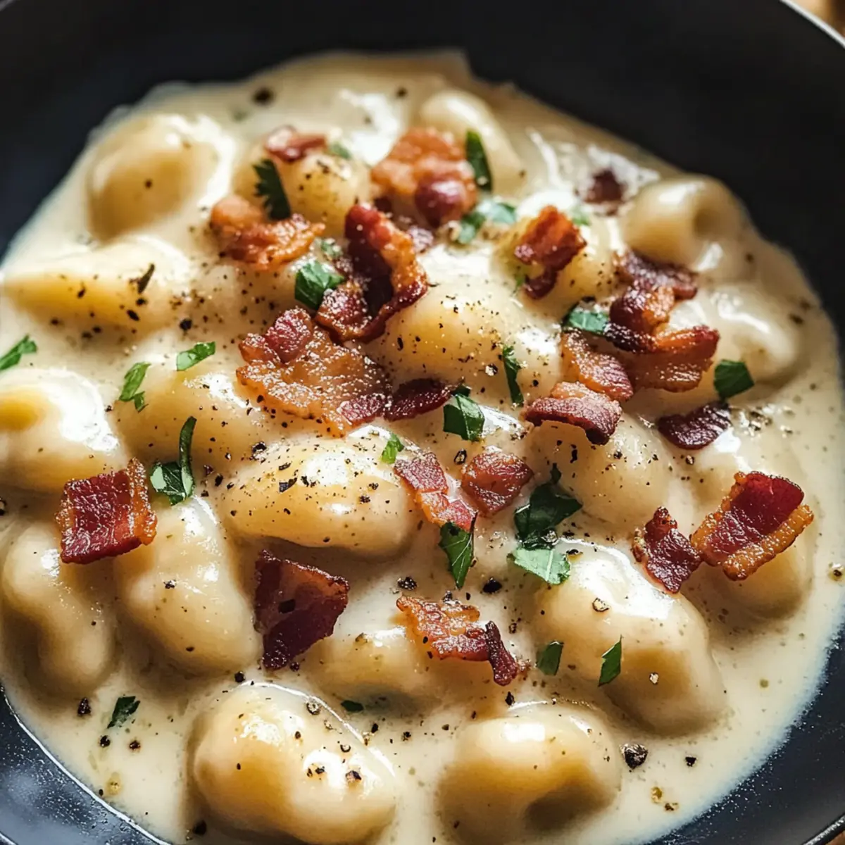 Geröstete Knoblauch-Cremesauce mit Gnocchi genießen