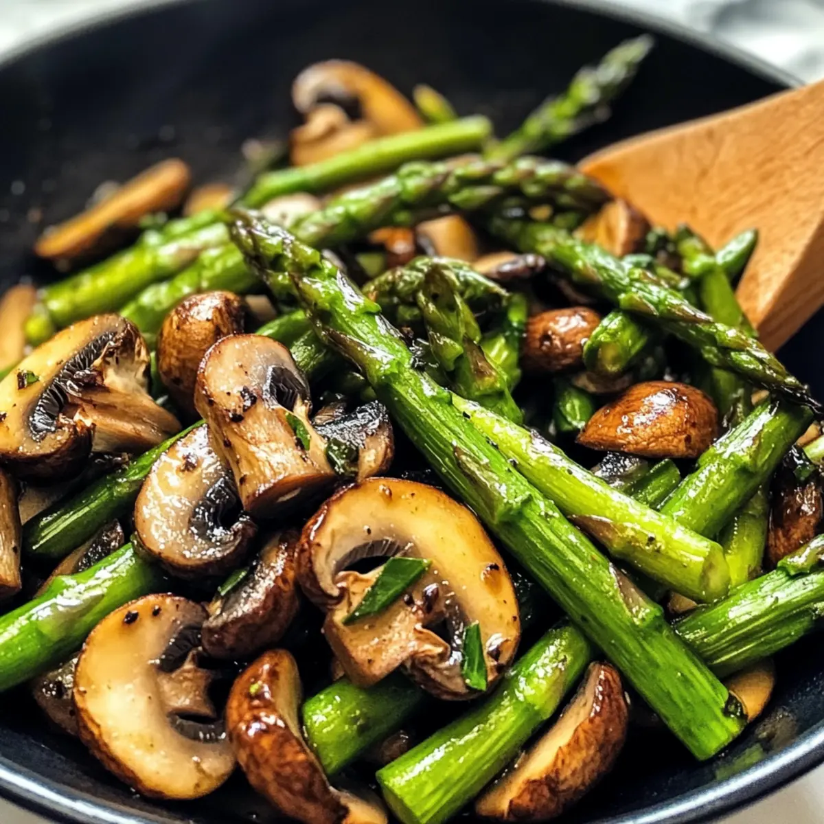 Gebratener Spargel und Pilze für schnelle Genießer
