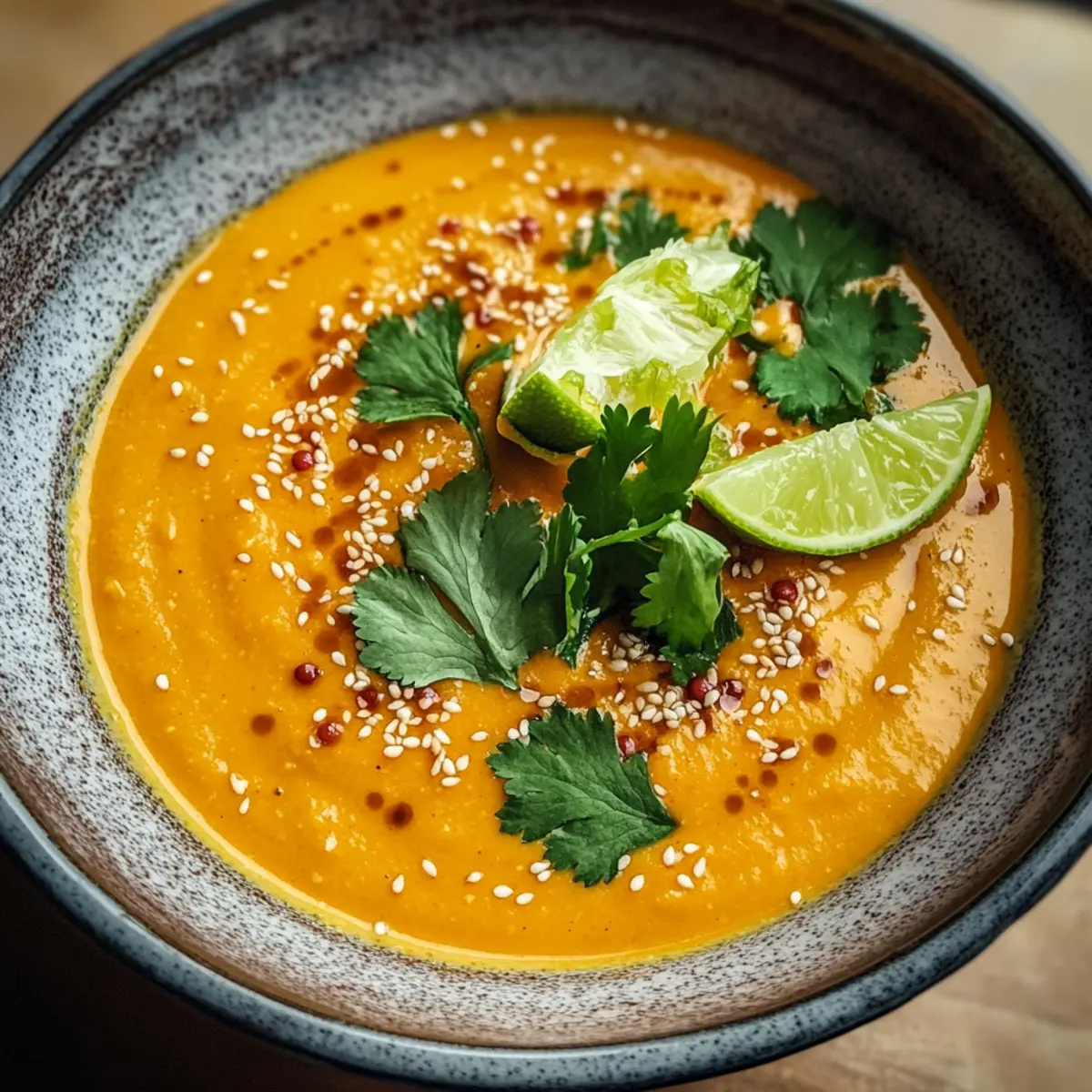 Sesam-Karotten-Suppe mit roten Linsen lecker einfach