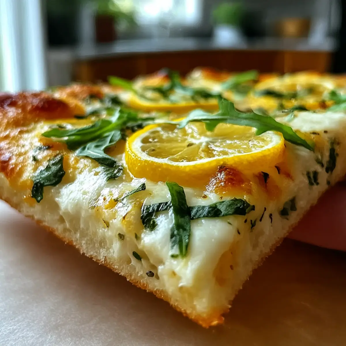 Sommer Zitronen Pizza mit frischem Basilikum