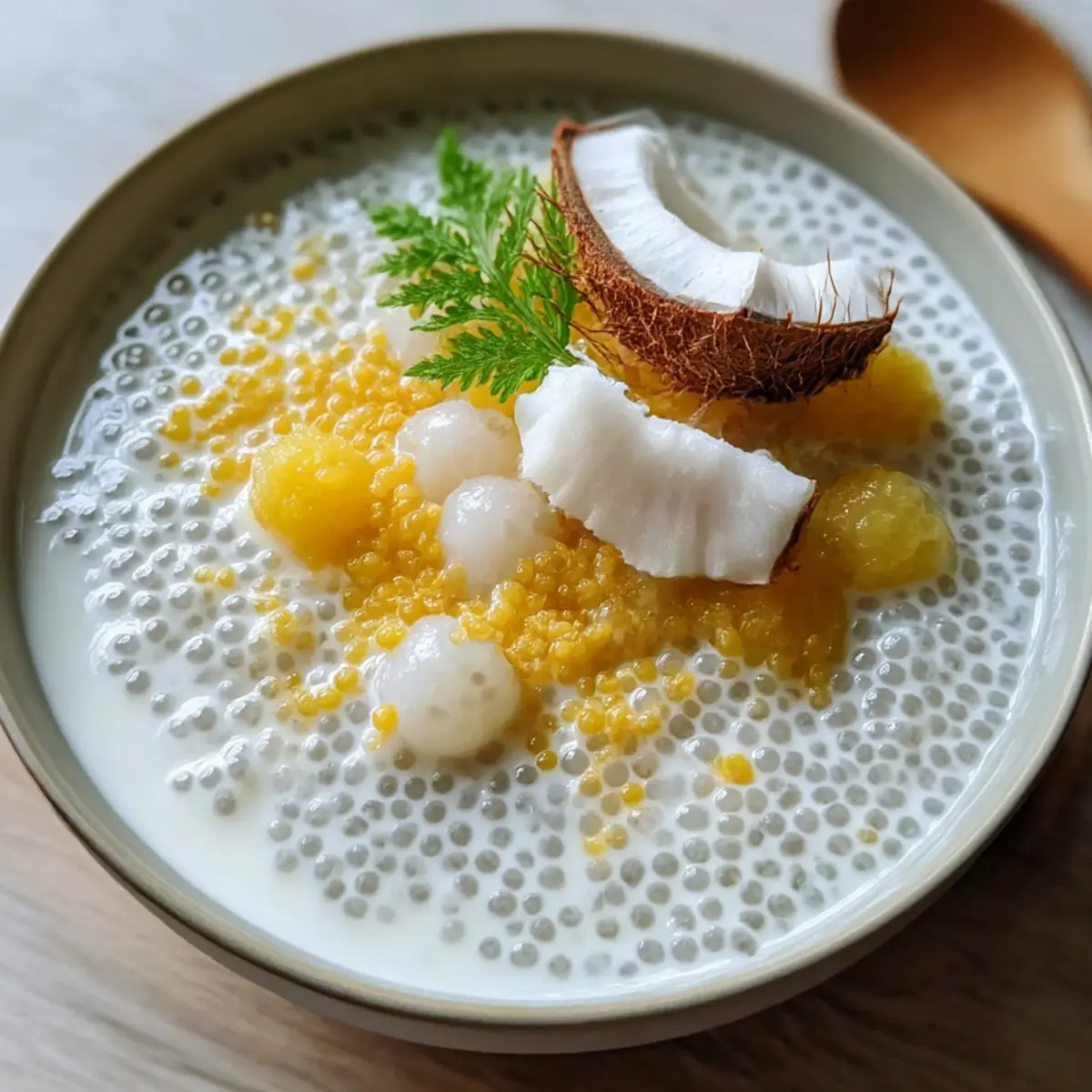 Thailändisches Kokos-Sago-Pudding für heiße Tage