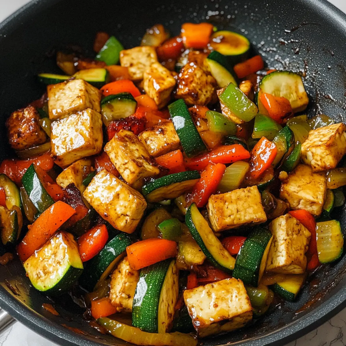 Zucchini Pfannengericht mit Tofu – Gesund und schnell